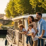 Famille profitant d'une navigation sur un bateau fluvial, lot à gagner dans le jeu concours Riverly