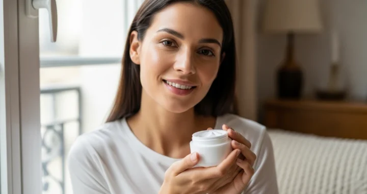 Femme tenant une crème Cetaphil pour peaux sensibles, lot à gagner dans le jeu concours Femme Actuelle.