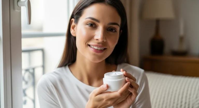 Femme tenant une crème Cetaphil pour peaux sensibles, lot à gagner dans le jeu concours Femme Actuelle.
