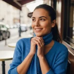 Femme détendue et souriante illustrant une routine d’hygiène corporelle apportant bien-être et sérénité