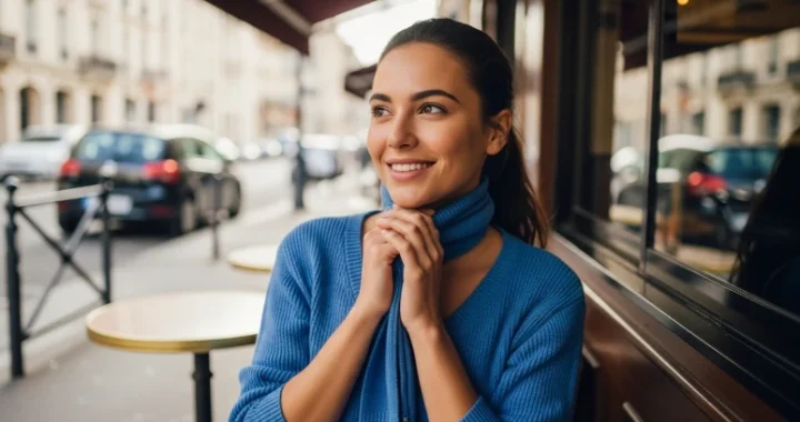 Femme détendue et souriante illustrant une routine d’hygiène corporelle apportant bien-être et sérénité