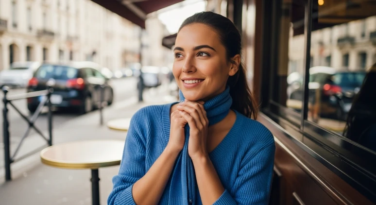 Femme détendue et souriante illustrant une routine d’hygiène corporelle apportant bien-être et sérénité
