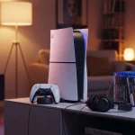 Console PS5 et ses accessoires installés dans un salon moderne — guide des meilleurs accessoires PS5