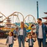 Famille profitant des attractions du Parc Spirou lors du jeu concours parc spirou avec séjour à gagner pour 4 personnes