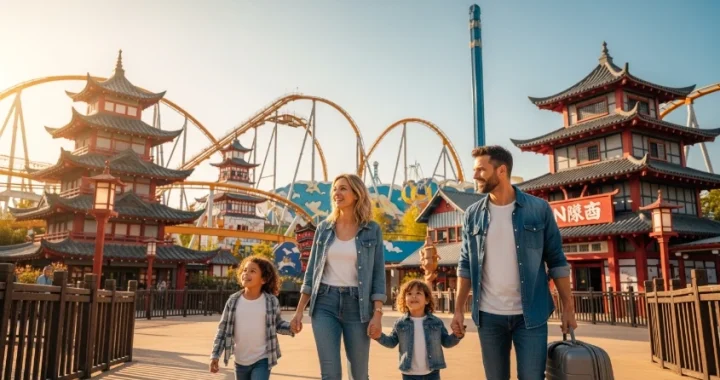 Famille profitant des attractions du Parc Spirou lors du jeu concours parc spirou avec séjour à gagner pour 4 personnes