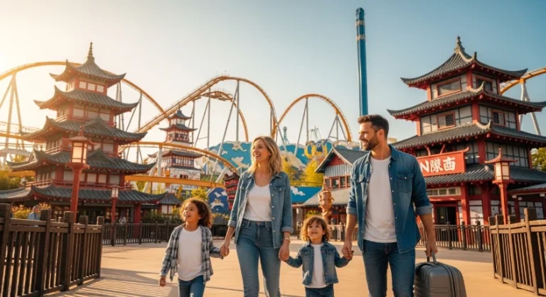 Famille profitant des attractions du Parc Spirou lors du jeu concours parc spirou avec séjour à gagner pour 4 personnes